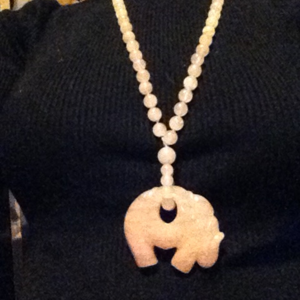 Rose Quartz Hippo Necklace